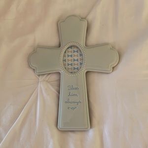 Baby boy christening cross for nursery